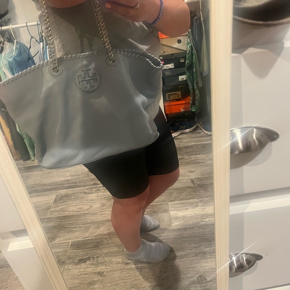 Tory Burch Marion East West Leather Tote Blue NWOT - Picture 9 of 9